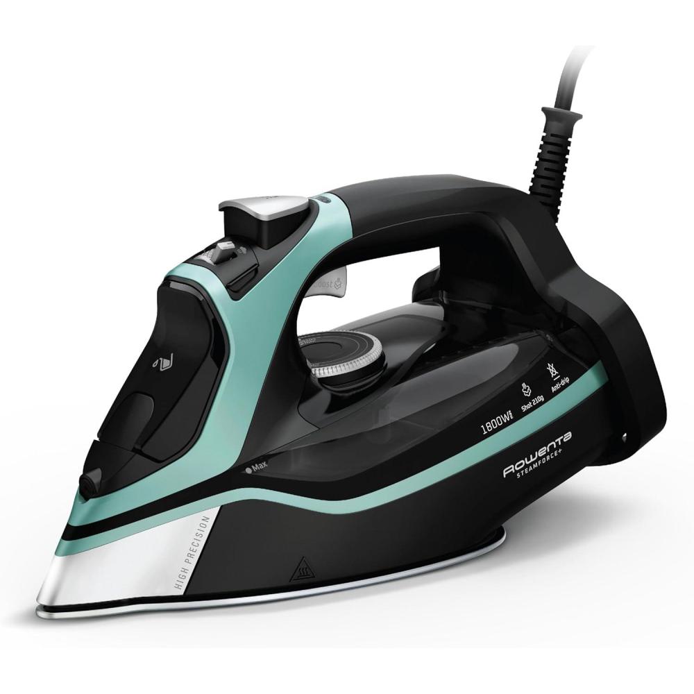 image:imageRowenta Iron Steamer for Clothes Master Steam Station Professional Steam Iron for Clothes with Stainless Steel Soleplate 57 Oz 400 Microsteam Holes BuiltIn Pump 1750 Watts BlackGreen VR8338Extra Steam Power Great Steam Distribution