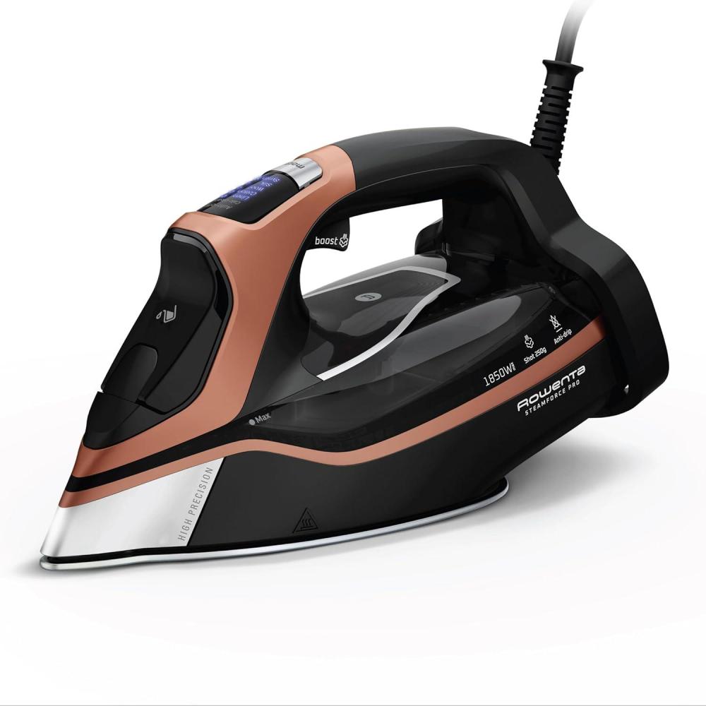 image:imageRowenta Iron Steamer for Clothes Master Steam Station Professional Steam Iron for Clothes with Stainless Steel Soleplate 57 Oz 400 Microsteam Holes BuiltIn Pump 1750 Watts BlackGreen VR8338Ultimate Steam Power Perfect Results