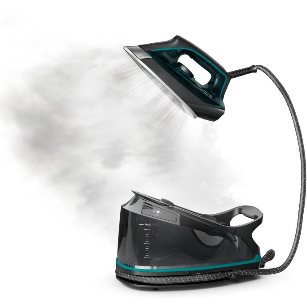 image:imageRowenta Iron for Clothes High Pressure Steamer Iron with Boiler System 400 Steam Holes Vertical Steaming 37oz Tank Stainless Steel Soleplate AutoOff 1800 watts Black Green DG7626