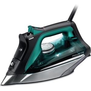 Rowenta Iron, Focus Excellence Stainless Steel Soleplate Steam Iron for Clothes, Retractable Cord, 400+ Microsteam Holes, Powerful steam, LED Display, 1750 W Ironing Clothes, Cordreel, Red DW5433(Powerful Steam)