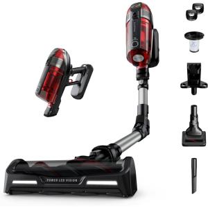 Rowenta, Cordless Vacuum Cleaner, X-Force Flex 12.60 Vacuum, 30.4 Oz XL Dust Container, Flex technology, Automatic Floor Detection, 45Min Run Time, 3Hr Charging Time, For Pet, 150 Air Watts, Red(Strong suction  45 Minutes)