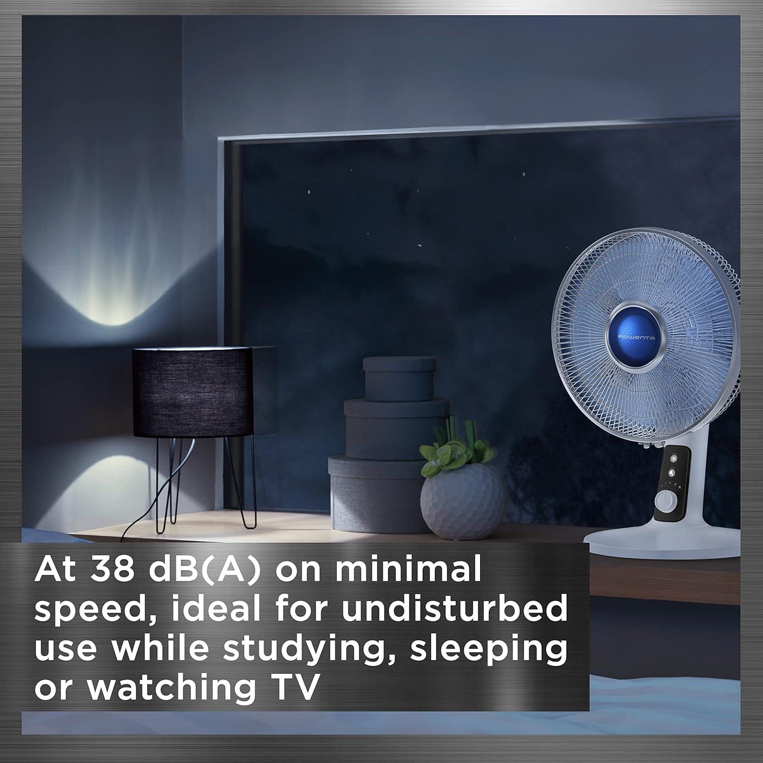 image:imageRowenta Pedestal Fan Turbo Silence Standing Floor Fan with Remote 53 Inches Ultra Quiet Fan for Bedroom Oscillating Portable 5 Speeds Refresh Up to 23Feet VU5870 White Indoor VU5870Table