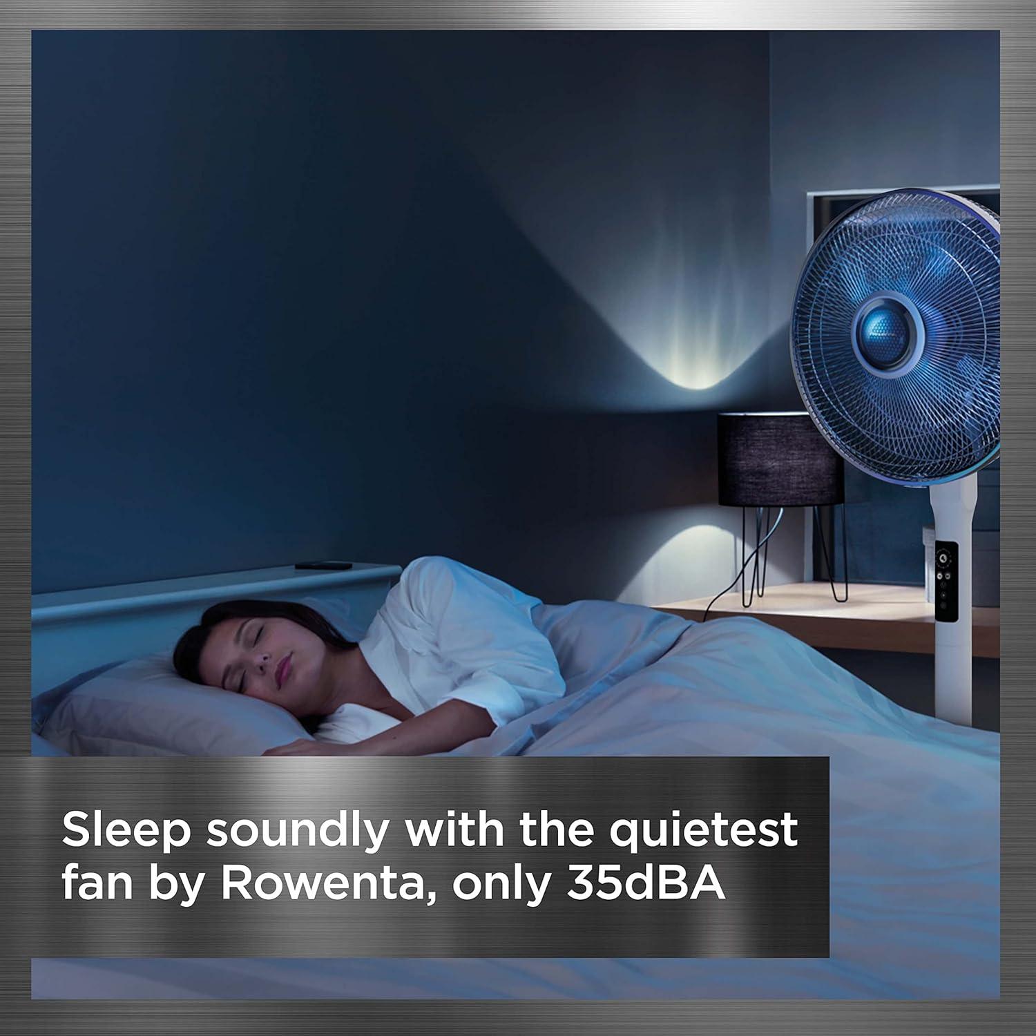 image:imageRowenta Pedestal Fan Turbo Silence Standing Floor Fan with Remote 53 Inches Ultra Quiet Fan for Bedroom Oscillating Portable 5 Speeds Refresh Up to 23Feet VU5870 White Indoor VU5870Floor