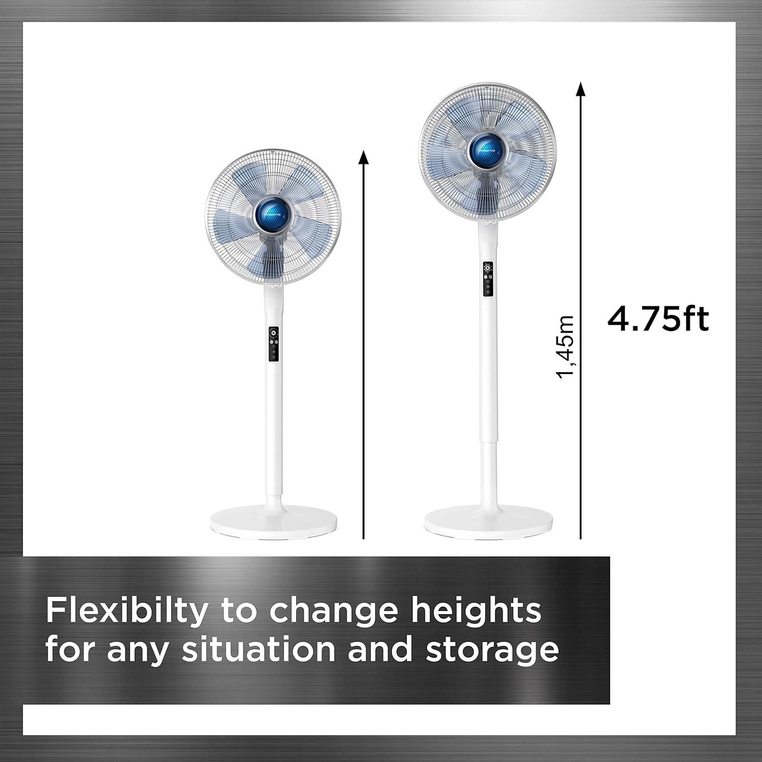 image:imageRowenta Pedestal Fan Turbo Silence Standing Floor Fan with Remote 53 Inches Ultra Quiet Fan for Bedroom Oscillating Portable 5 Speeds Refresh Up to 23Feet VU5870 White Indoor VU5870Floor