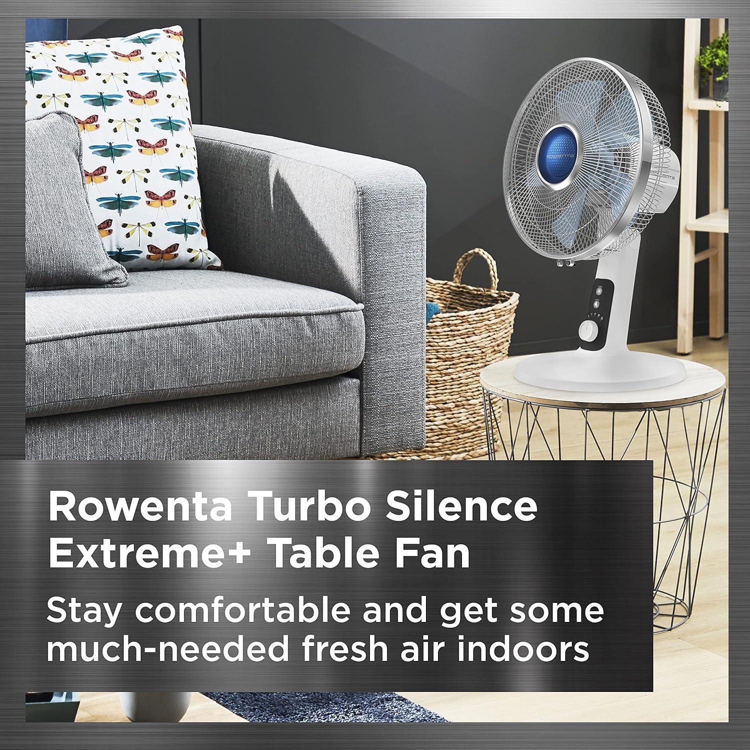 image:imageRowenta Pedestal Fan Turbo Silence Standing Floor Fan with Remote 53 Inches Ultra Quiet Fan for Bedroom Oscillating Portable 5 Speeds Refresh Up to 23Feet VU5870 White Indoor VU5870Table