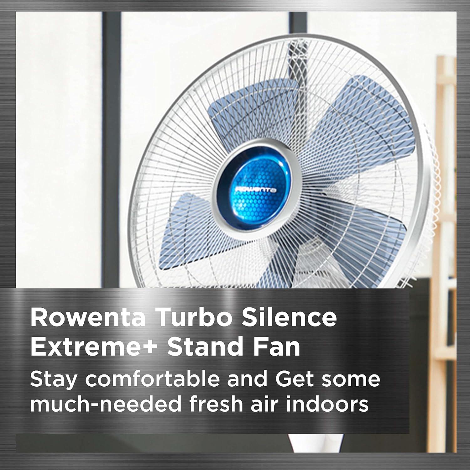 image:imageRowenta Pedestal Fan Turbo Silence Standing Floor Fan with Remote 53 Inches Ultra Quiet Fan for Bedroom Oscillating Portable 5 Speeds Refresh Up to 23Feet VU5870 White Indoor VU5870Floor