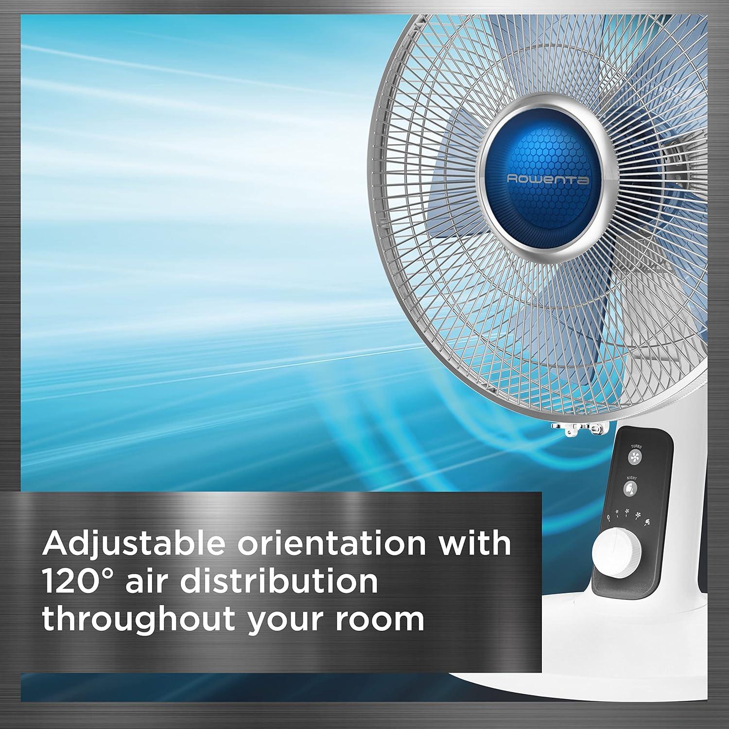 image:imageRowenta Pedestal Fan Turbo Silence Standing Floor Fan with Remote 53 Inches Ultra Quiet Fan for Bedroom Oscillating Portable 5 Speeds Refresh Up to 23Feet VU5870 White Indoor VU5870Table