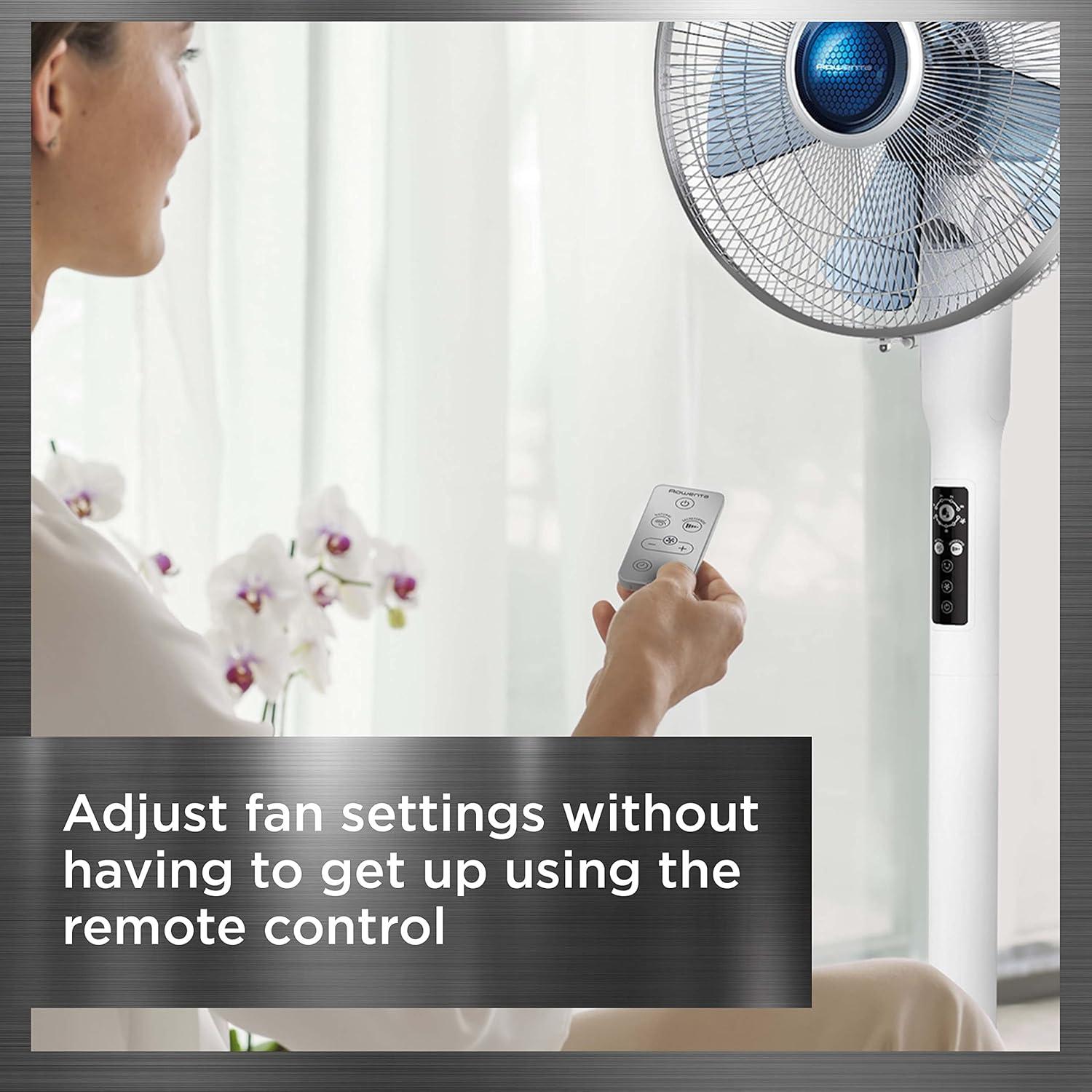 image:imageRowenta Pedestal Fan Turbo Silence Standing Floor Fan with Remote 53 Inches Ultra Quiet Fan for Bedroom Oscillating Portable 5 Speeds Refresh Up to 23Feet VU5870 White Indoor VU5870Floor