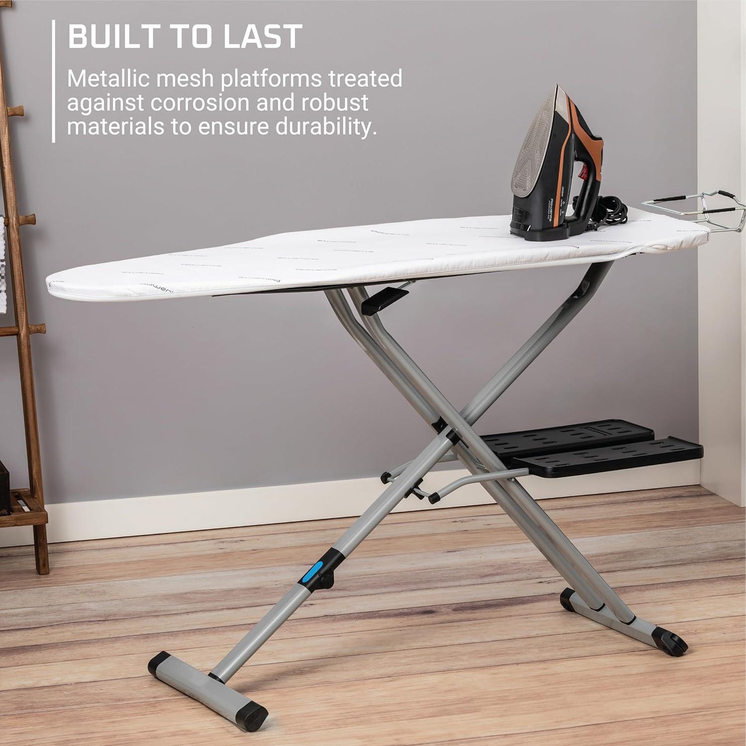 image:imageRowenta Pro Compact Ironing Board with Hanger Rack 18 x 54 Inches Space Saving Folding 4 Legs IB9100Beige
