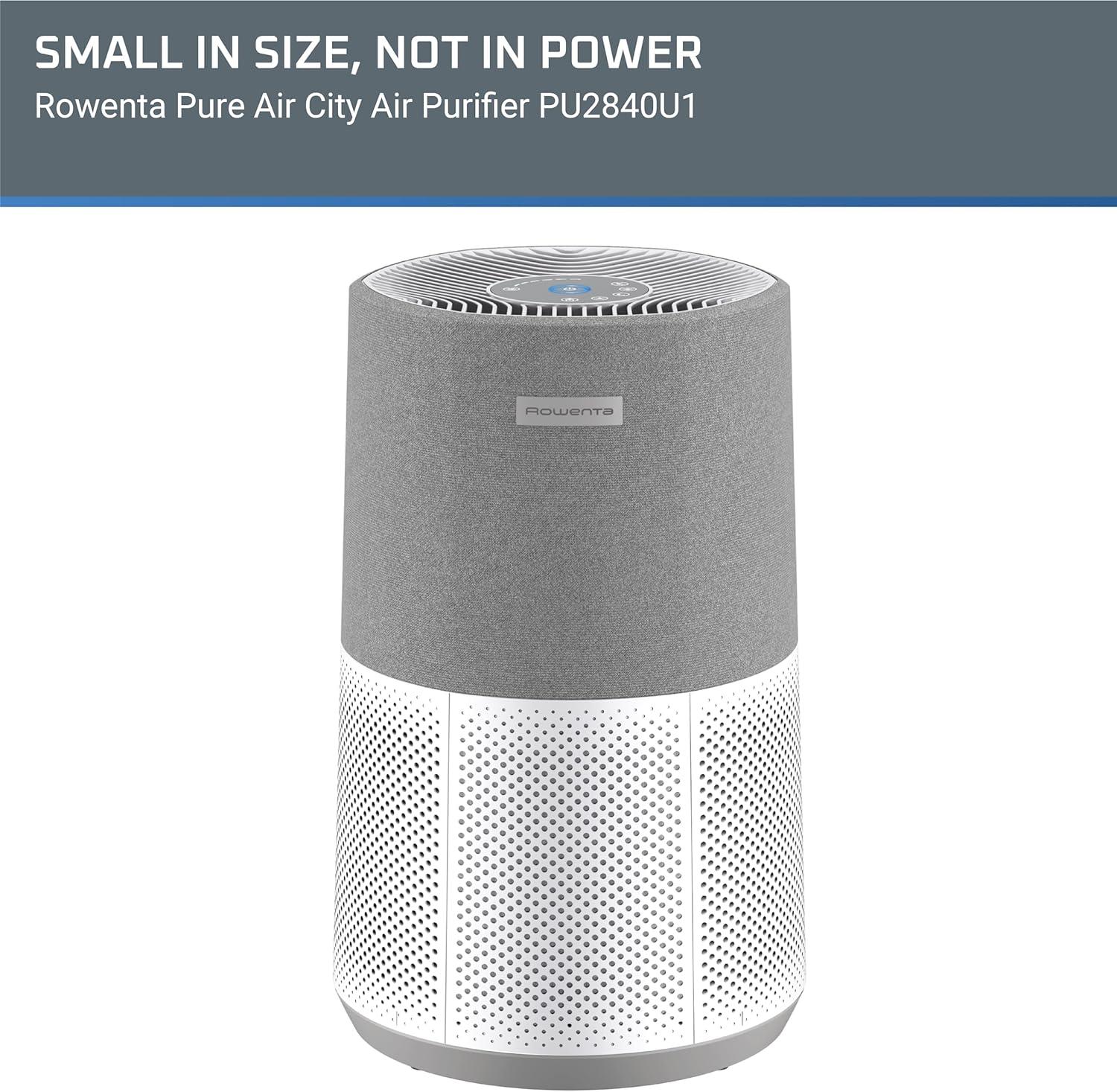 image:imageRowenta Pure Air City Air Purifier 876 Square Foot Room Dust Pet Dander Smoke Mold Pollen Bacteria Virus Allergen Odor Removal for Home Office Nursery HEPA Filter PU2840