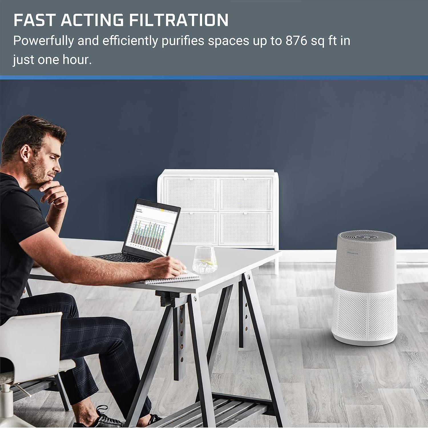 image:imageRowenta Pure Air City Air Purifier 876 Square Foot Room Dust Pet Dander Smoke Mold Pollen Bacteria Virus Allergen Odor Removal for Home Office Nursery HEPA Filter PU2840