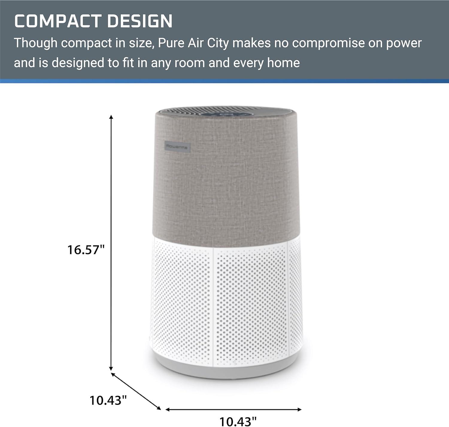 image:imageRowenta Pure Air City Air Purifier 876 Square Foot Room Dust Pet Dander Smoke Mold Pollen Bacteria Virus Allergen Odor Removal for Home Office Nursery HEPA Filter PU2840