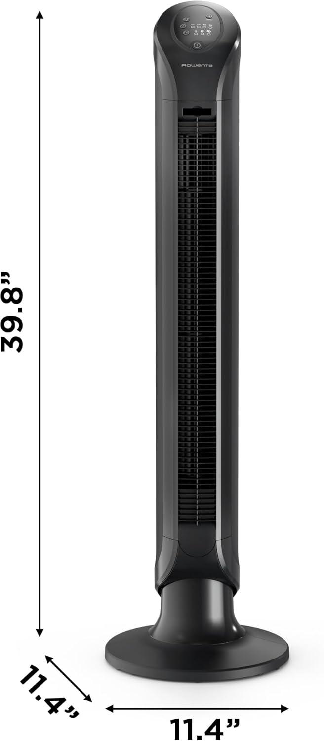 image:imageRowenta Tower Fan Fresh 180 Oscillating Fan Quiet Floor Fan for Bedroom 3 Speeds Powerful Cooling 40 Inch Standing Fan Black Indoor VU6661BLACK