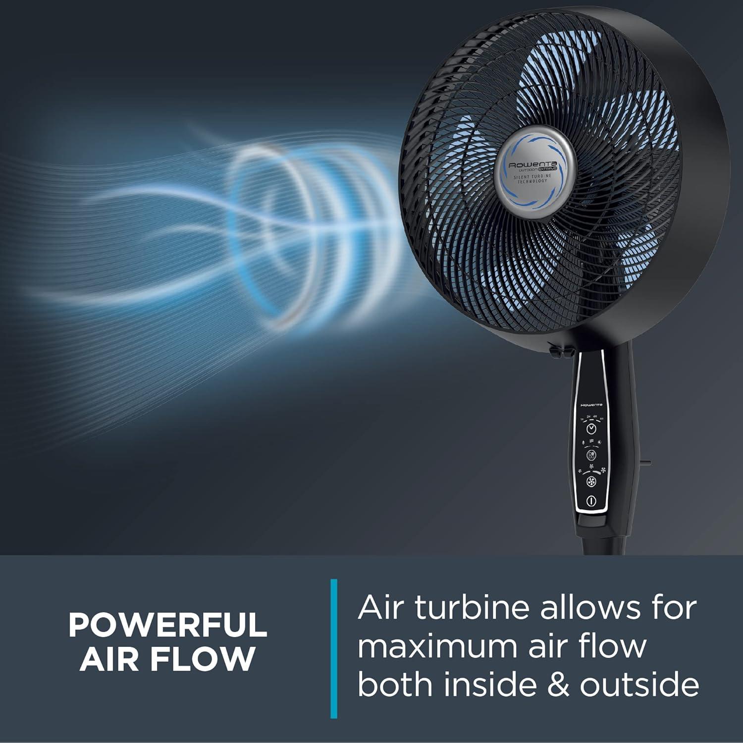 image:imageRowenta Tower Fan Fresh 180 Oscillating Fan Quiet Floor Fan for Bedroom 3 Speeds Powerful Cooling 40 Inch Standing Fan Black Indoor VU6661BLACK
