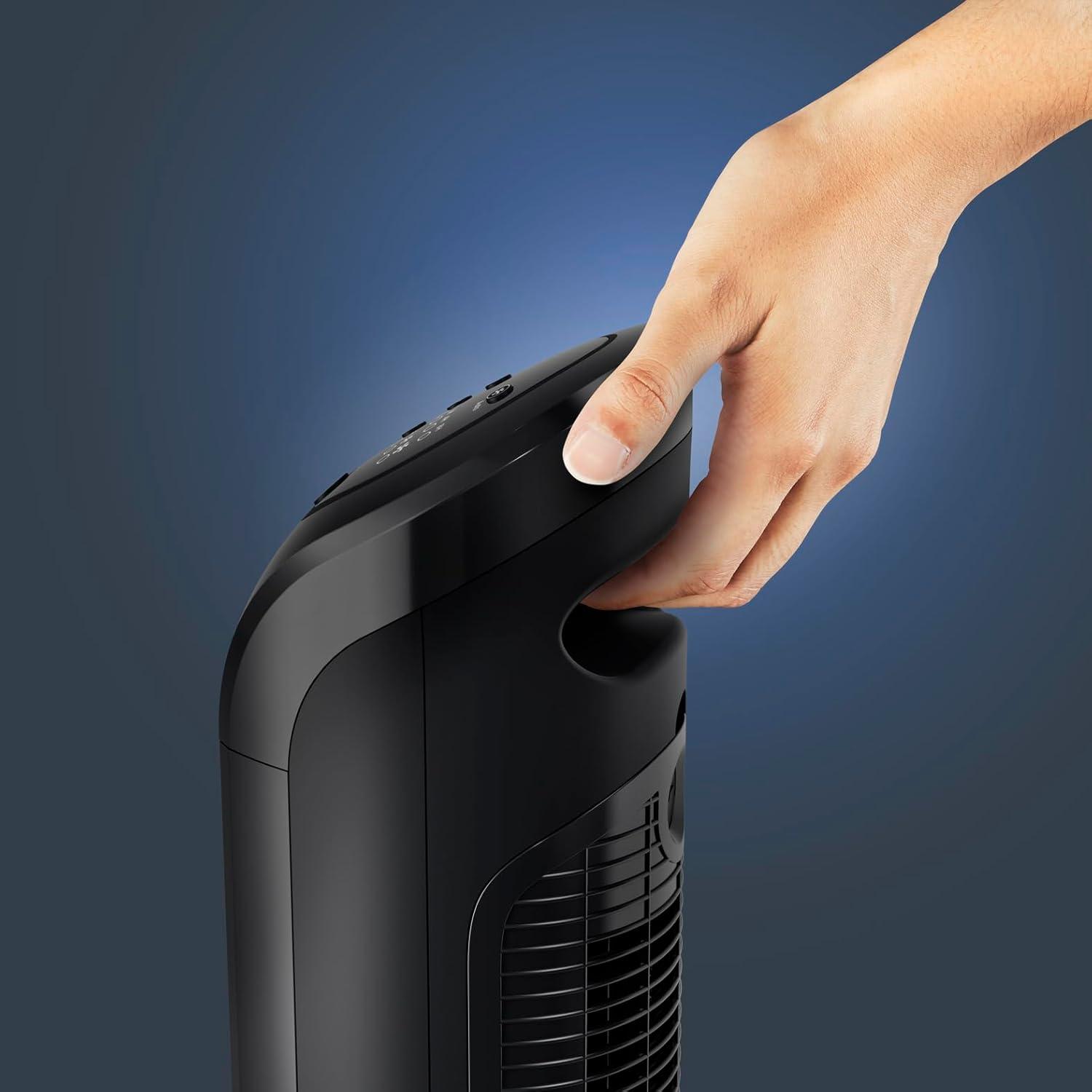 image:imageRowenta Tower Fan Fresh 180 Oscillating Fan Quiet Floor Fan for Bedroom 3 Speeds Powerful Cooling 40 Inch Standing Fan Black Indoor VU6661BLACK