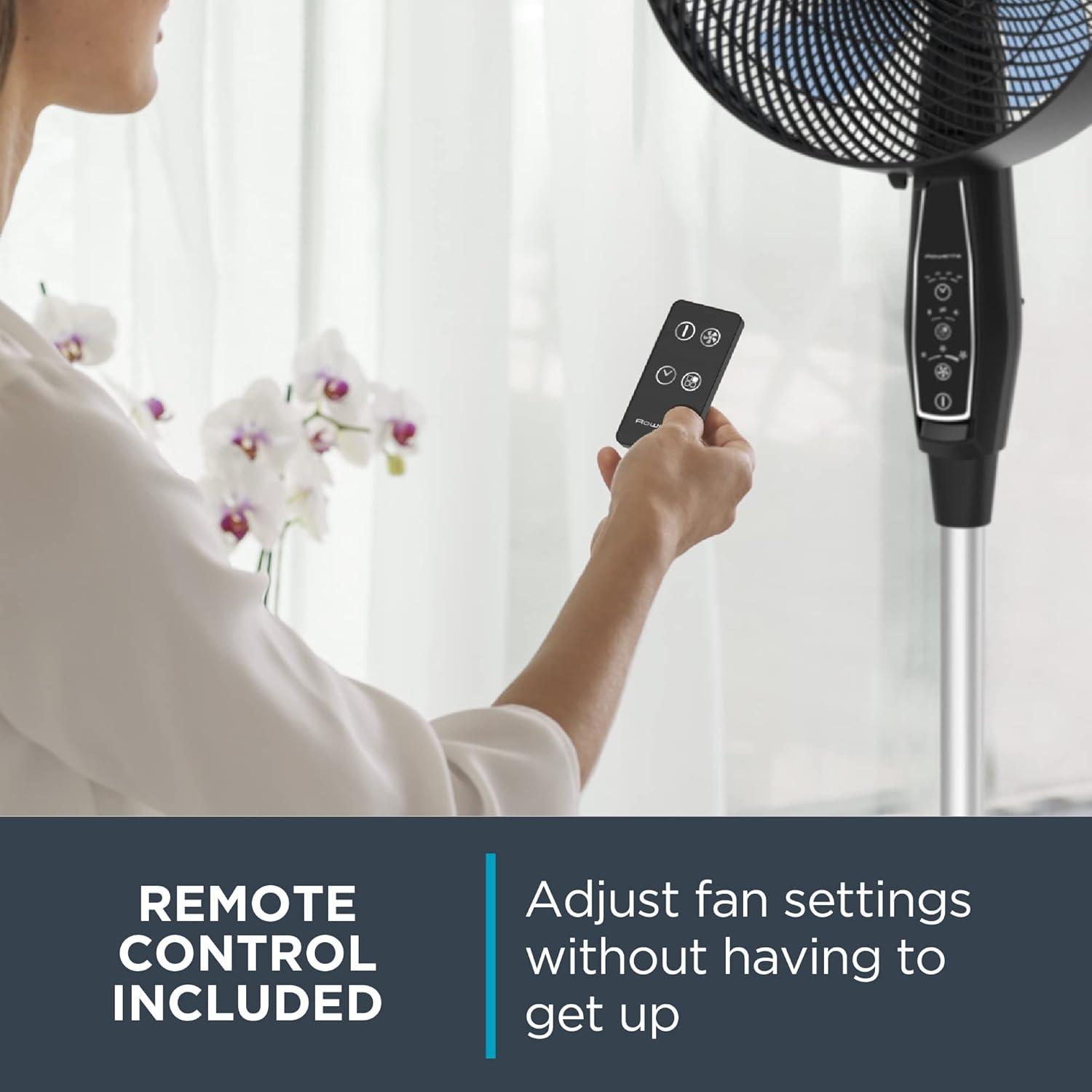 image:imageRowenta Tower Fan Fresh 180 Oscillating Fan Quiet Floor Fan for Bedroom 3 Speeds Powerful Cooling 40 Inch Standing Fan Black Indoor VU6661BLACK
