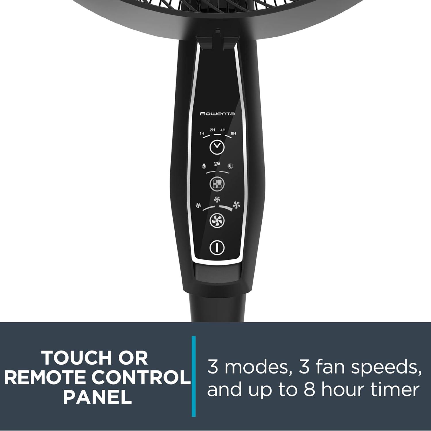 image:imageRowenta Tower Fan Fresh 180 Oscillating Fan Quiet Floor Fan for Bedroom 3 Speeds Powerful Cooling 40 Inch Standing Fan Black Indoor VU6661BLACK