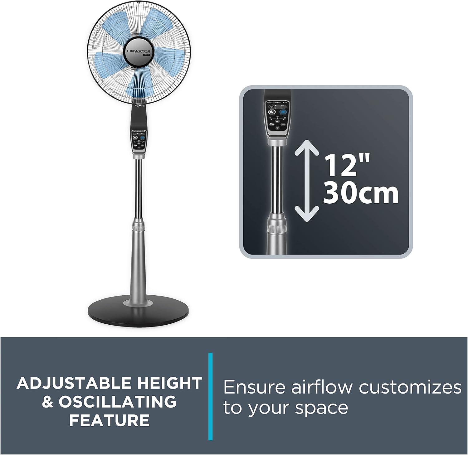image:imageRowenta Tower Fan Fresh 180 Oscillating Fan Quiet Floor Fan for Bedroom 3 Speeds Powerful Cooling 40 Inch Standing Fan Black Indoor VU6661Silver