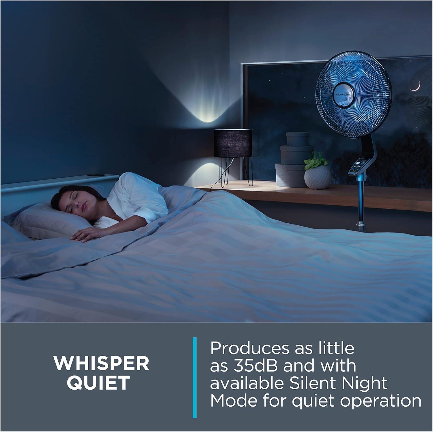 image:imageRowenta Tower Fan Fresh 180 Oscillating Fan Quiet Floor Fan for Bedroom 3 Speeds Powerful Cooling 40 Inch Standing Fan Black Indoor VU6661Silver