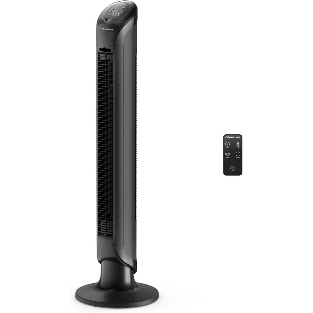 image:imageRowenta Tower Fan Fresh 180 Oscillating Fan Quiet Floor Fan for Bedroom 3 Speeds Powerful Cooling 40 Inch Standing Fan Black Indoor VU6661BLACK