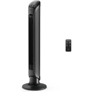 Rowenta, Tower Fan, Fresh 180° Oscillating Fan, Quiet Floor Fan for Bedroom, 3 Speeds, Powerful Cooling 40 Inch Standing Fan, Black, Indoor, VU6661(BLACK)