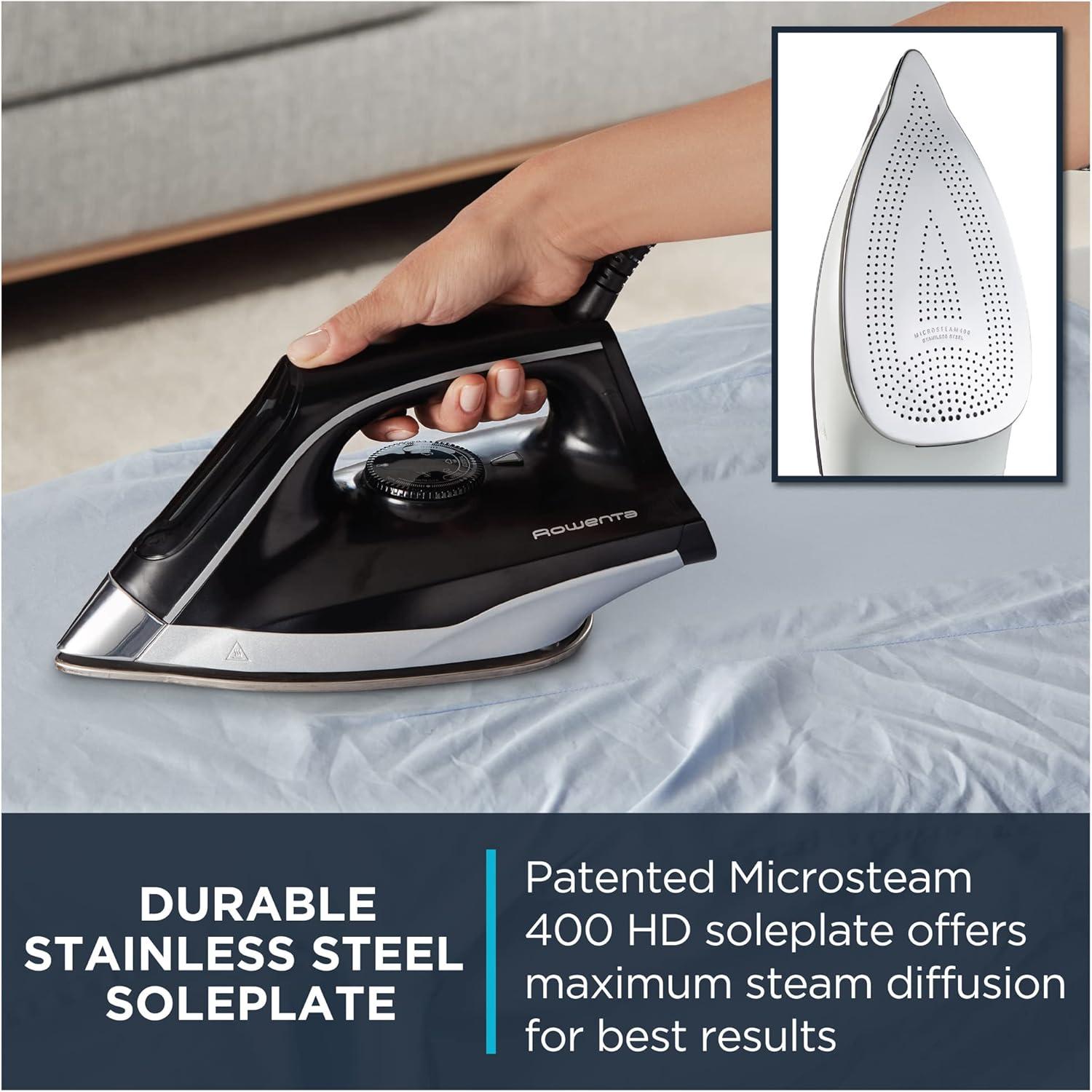 image:imageRowenta Compact Stainless Steel Soleplate Professional Steam Station for Clothes 57 Ounce Removable Tank Lightweight Compact 1500 Watts Iron Fabric Steamer Garment Steamer Black and Blue VR832450 More Steam 57oz Removable Tank
